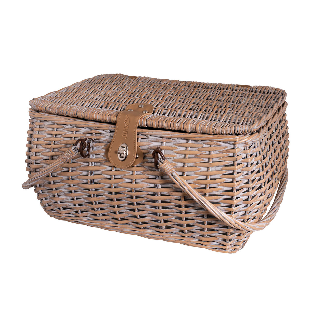 4 Person Drop Handle Picnic Basket Willow Wicker Hampton Stripe The