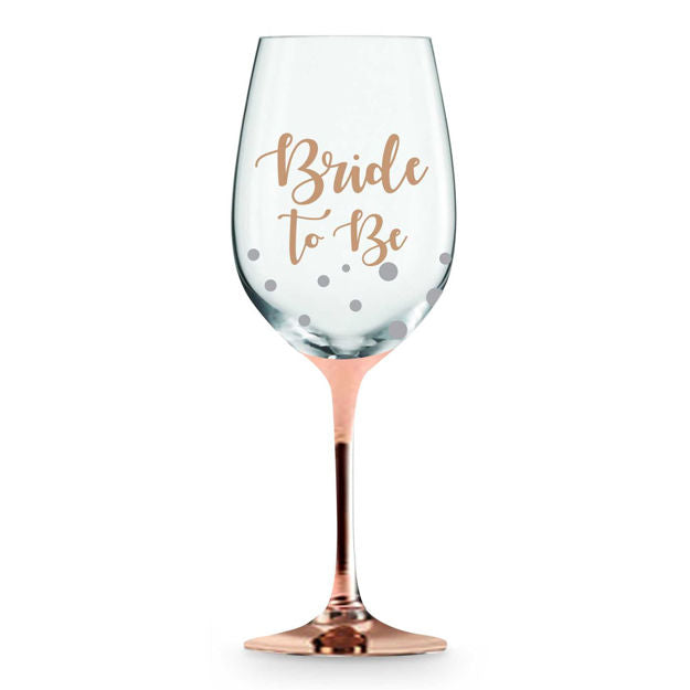 Bride To Be Rose Gold Stem Wine Glass 430ml