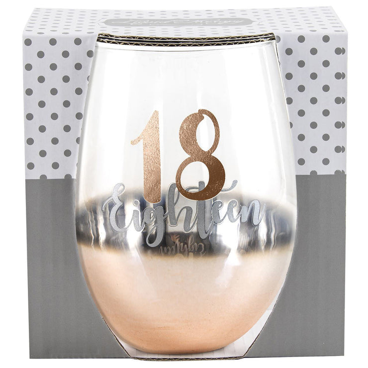 18 Rose Gold Ombre Stemless Wine Glass 600ml