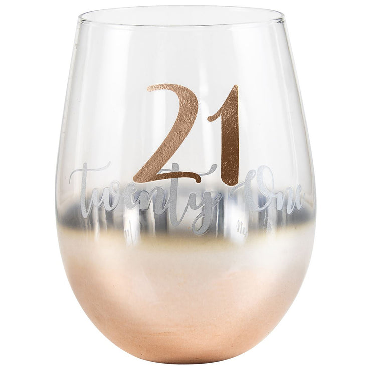 21 Rose Gold Ombre Stemless Wine Glass