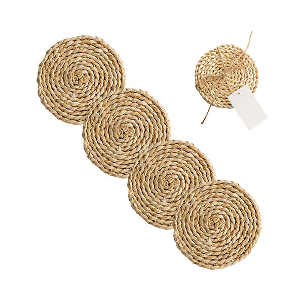 Natural Woven Coasters 11cm Set 4