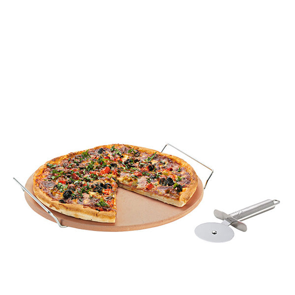 Avanti Pizza Stone With Rack And Pizza Cutter