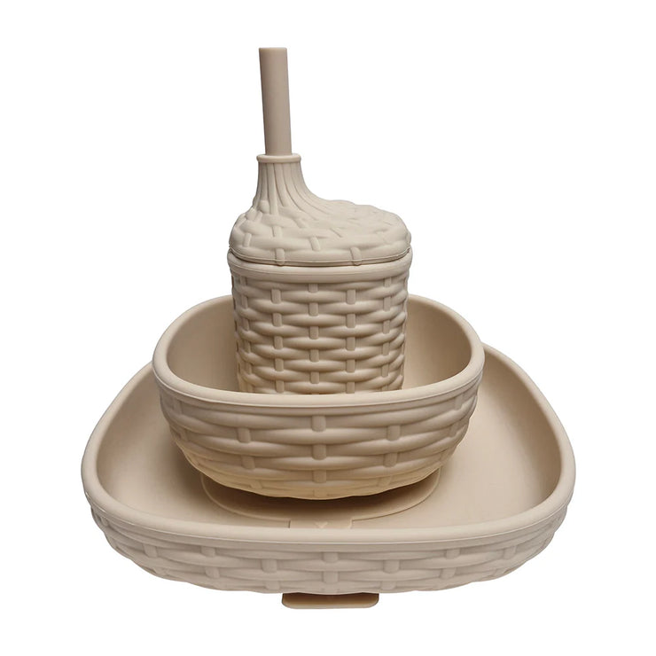 Silicone Rattan Dinner Set Natural