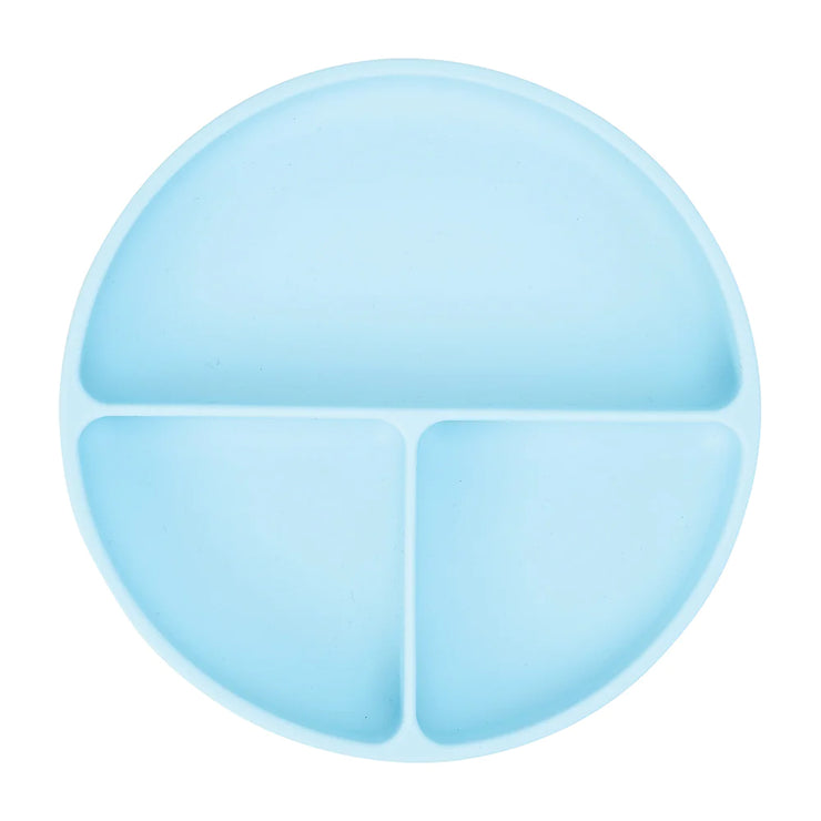 Silicone Suction Divided Plate Blue