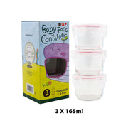 Glasslock 3pce Baby Food Container Round Red