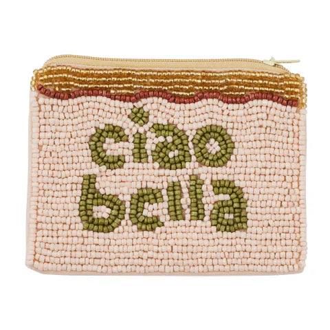 Ciao Bella Beaded Pouch 12x9cm Nude