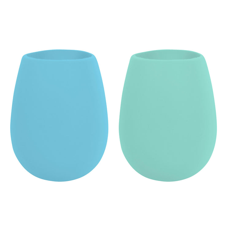 Avanti Silicone Stemless Wine Glass Set of 2 350ml 100Percent Silicone Blue/Mint