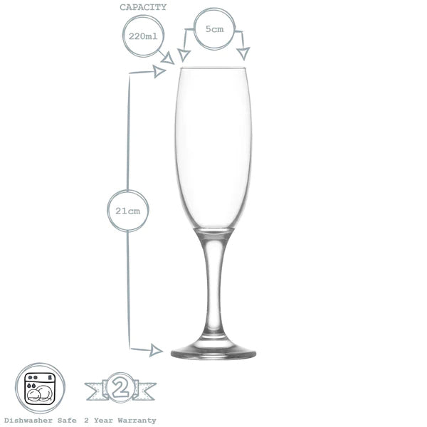 220ml Empire Champagne Flutes - Pack of Six