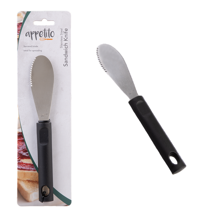 Appetito Stainless Steel Sandwich Knife with Black Handle