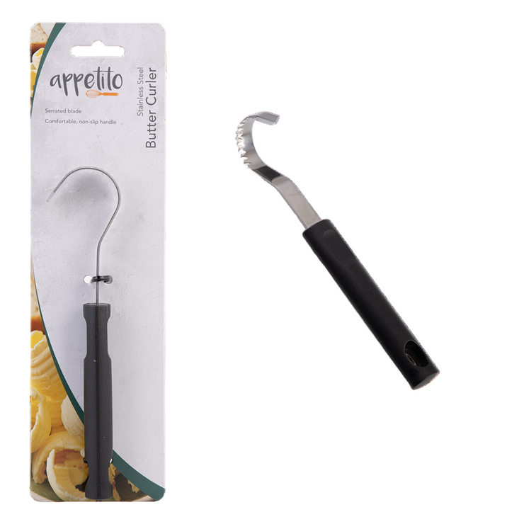 Appetito Stainless Steel Butter Curler with Black Handle