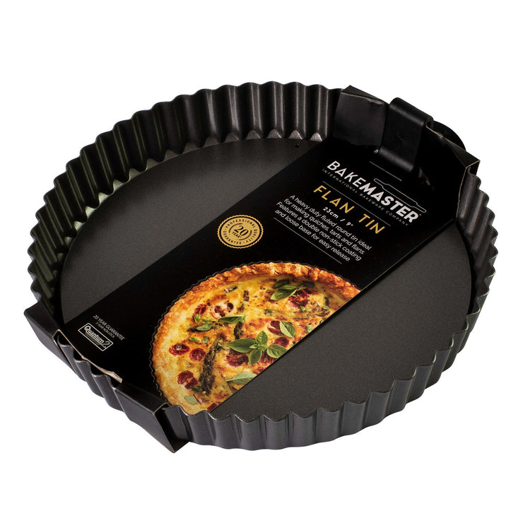Bakemaster Loose Base Round Flan/Quiche Pan, 23 x 3.5cm - Non-stick