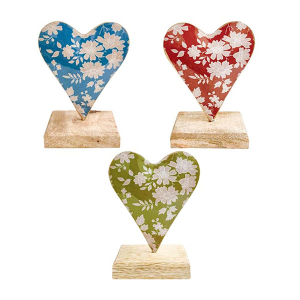 Floral Heart On Stand Asstd - Piece