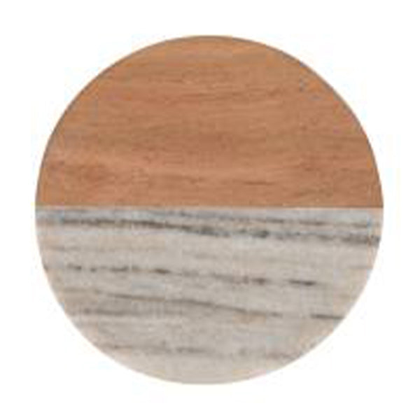 Coaster Collective Round Marble & Acacia Coaster 10cm Beige