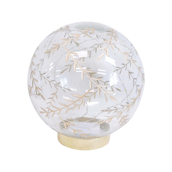 Led Glass Leaf Ball Med