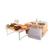 4 Person Pine Wood Table Top Insulated Picnic Basket - Flora