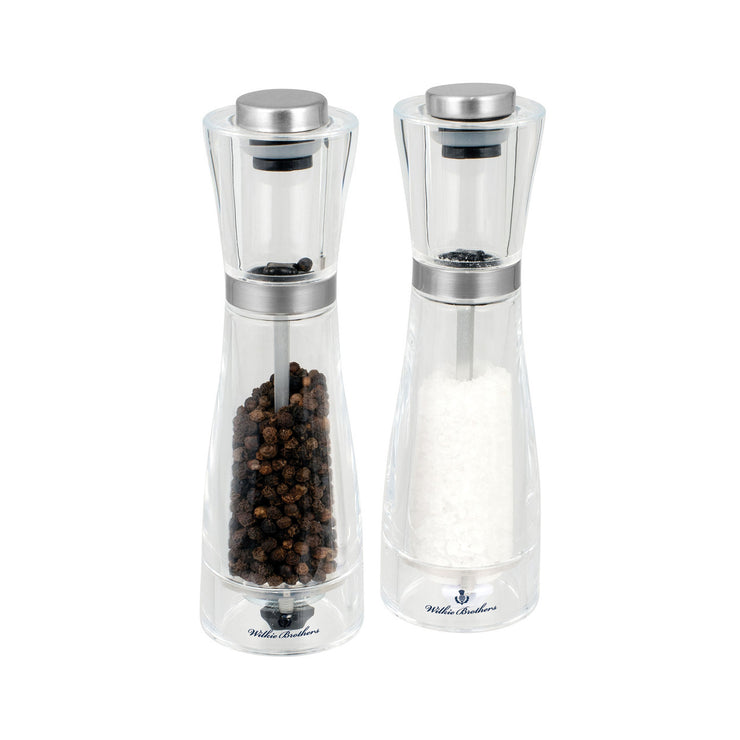 Salt & Pepper Mill Set Acrylic and Stainless Steel - 17.5cm