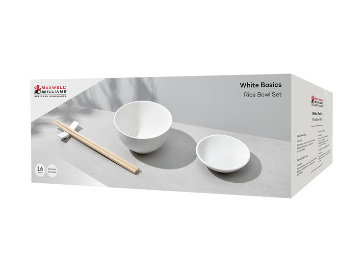 MW White Basics Rice Bowl Set 16pc Gift Boxed