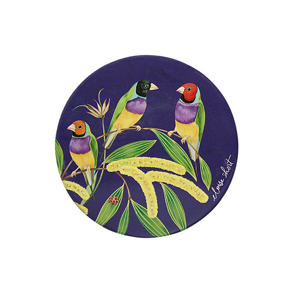 Eloise Short Lyric Ceramic Round Coaster Gouldian Finch