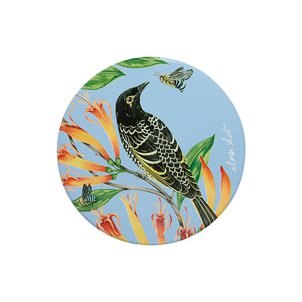 Eloise Short Lyric Ceramic Round Coaster Regent Honeyeater
