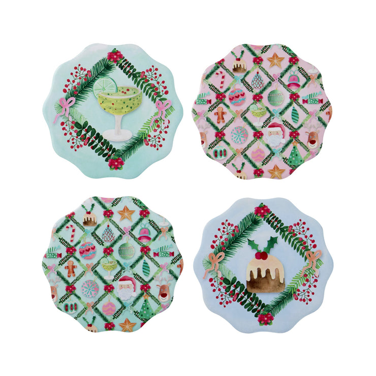 MW Tis The Season Ceramic Coaster 10cm Set of 4 Gift Boxed