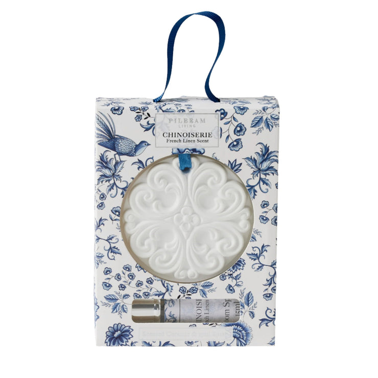 Chinoiserie Scented Ceramic Disk French Linen