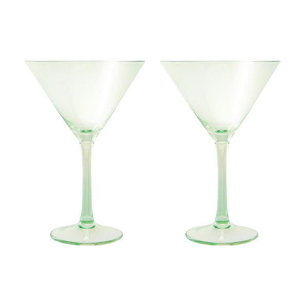 Glamour Martini Glass230ml Set 2 Green Gift Boxed