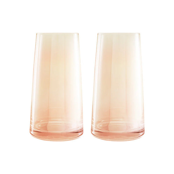 Glamour Highball Glass 480ml Set 2 Coral Gift Boxed