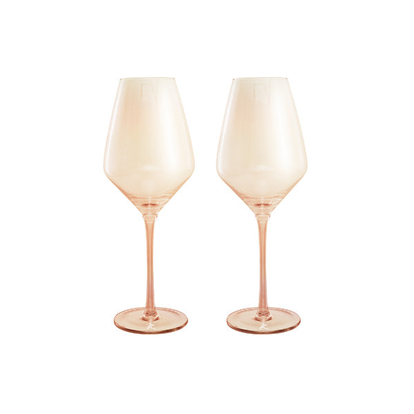 Glamour Wine Glass 480ml Set 2 Coral Gift Boxed