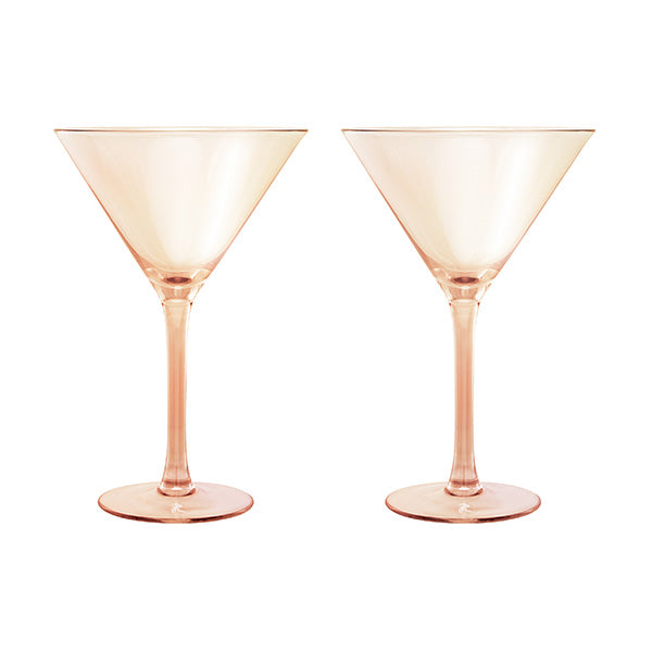 Glamour Martini Glass 230ml Set 2 Coral Gift Boxed