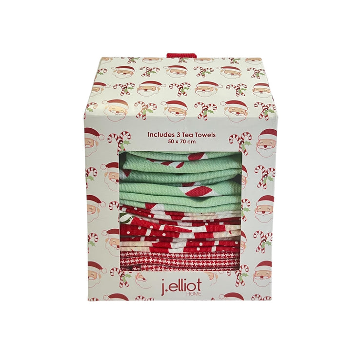 Festive Noel Gift Set of 3 Tea Towel Multi