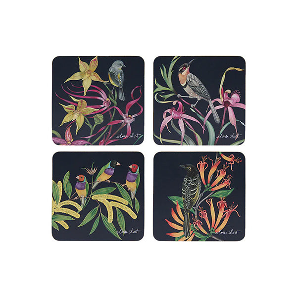 Eloise Short Lyric Cork Back Coaster Set of 4 Gift Boxed Assorted