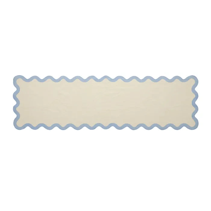 Virgo Cotton Runner Ivory Blue 35x120cm