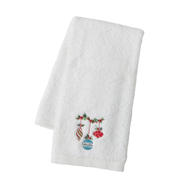 Seasons Greetings Hand Towel Sparkly Ornaments