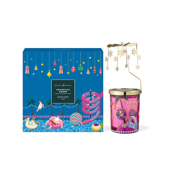 LA Festive Down Under Fragrance Candle 235g Prosecco Cheer Decorator Set Gift Boxed