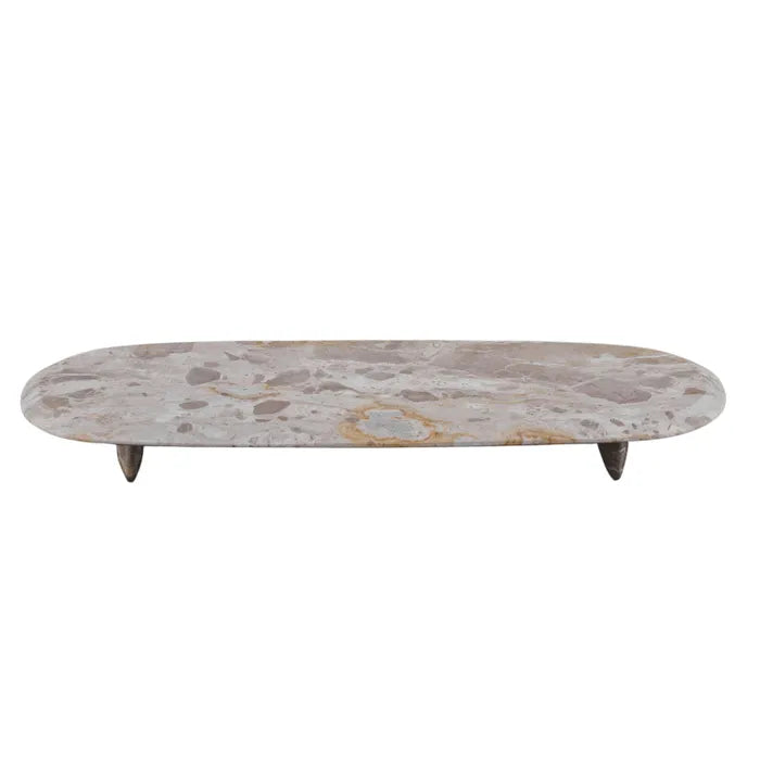 Xena Marble Footed Tray 18x50x7cm Taupe