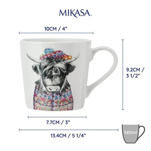 Mikasa Tipperleyhill Highland Cow Print 380ml Mug