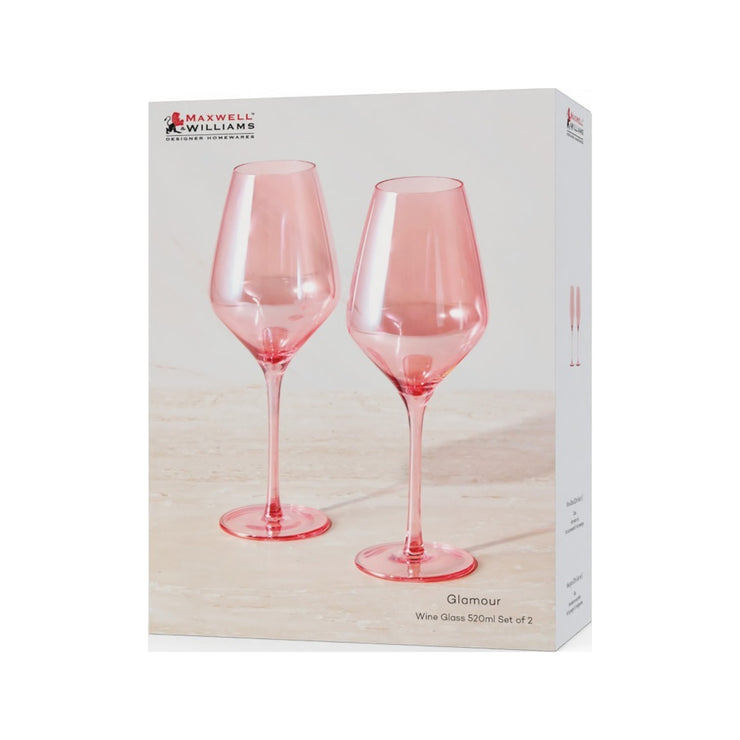 Glamour Wine Glass Pink 520ml Set 2