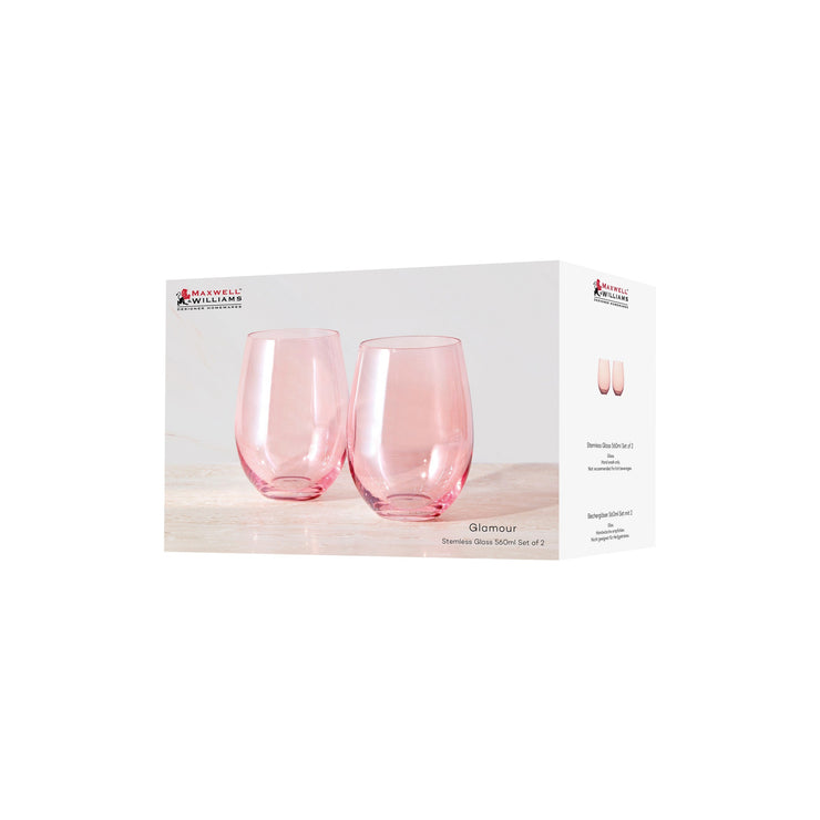 Glamour Stemless Glass Pink 560ml