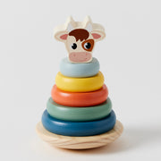 Cow Tower Rings Wooden Toy