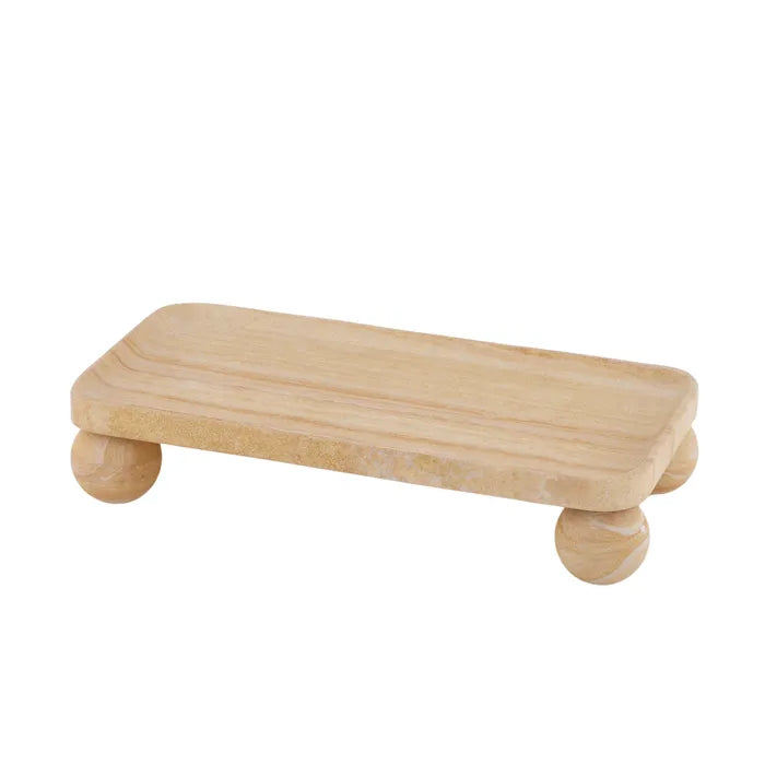 Uma Sandstone Footed Tray 18x36x7cm Tan