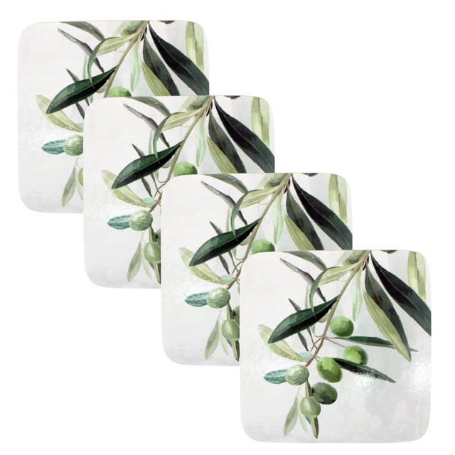 Olive Branch Coasters 10x10 Set 4 Cork Backed