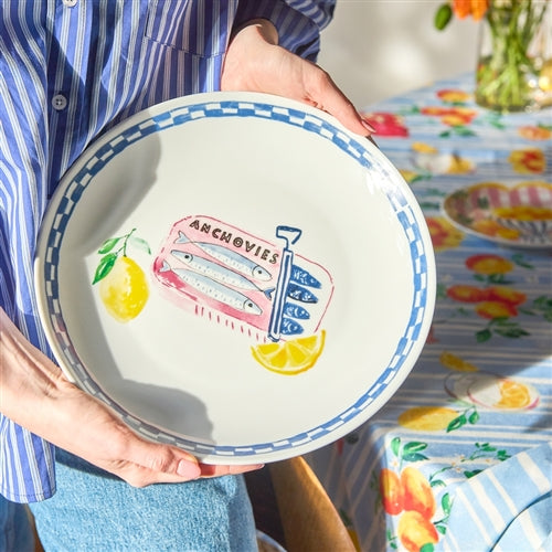 Positano Round  Serving  Plate Anchovies