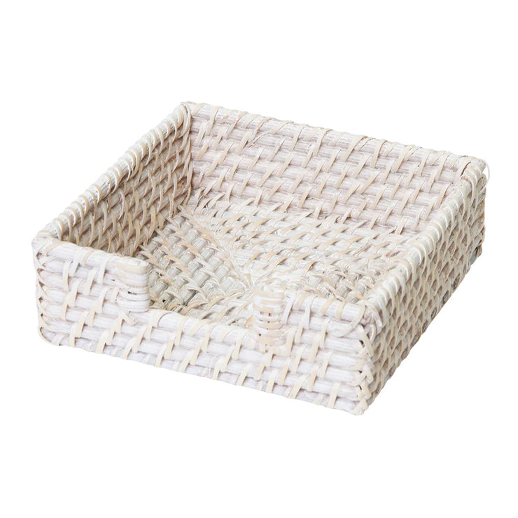 Pacifica Rattan Napkin Holder Square 18cm Whitewash