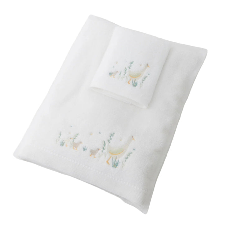 Paddling Ducks Bath Towel & Face Washer in Organza Bag