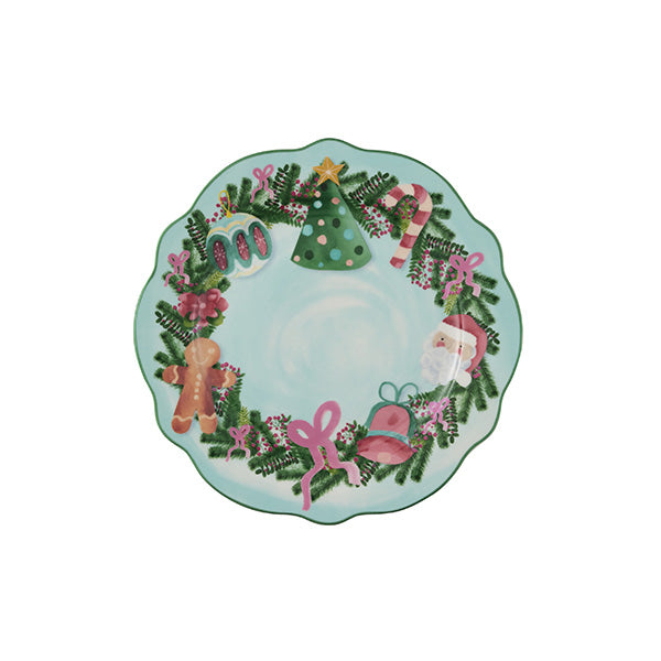 MW Tis The Season Scallop Rim Plate 20cm Green Gift Boxed