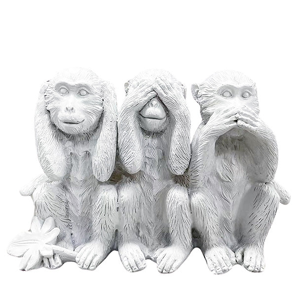 Hear No See No Speak No Monkey Set White 12x6x8