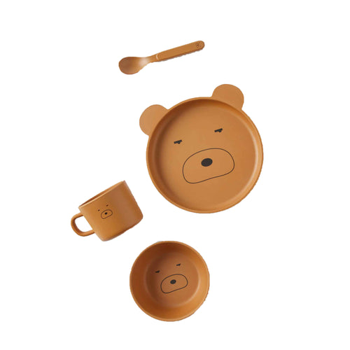 Animal Faces Bamboo 4pc Dinner Set Bear