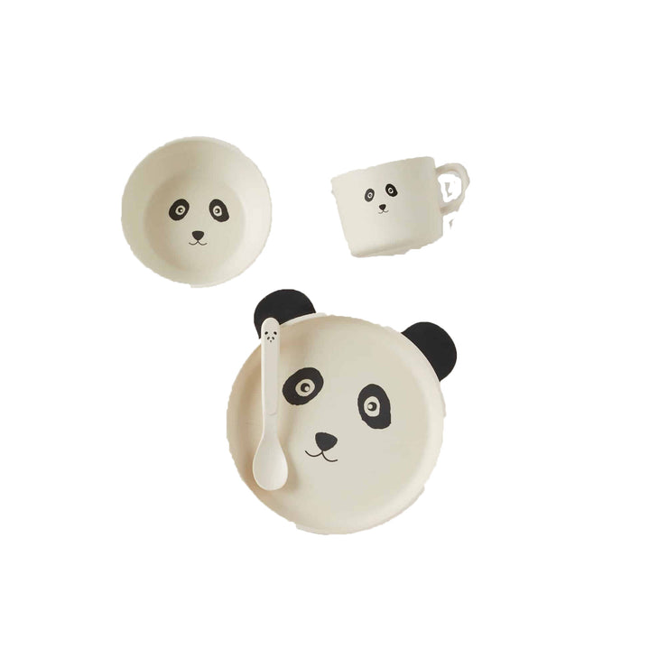 Animal Faces Bamboo 4pc Dinner Set Panda