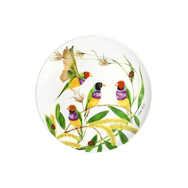 Eloise Short Lyric Coupe Plate Gouldian Finch Gift Boxed