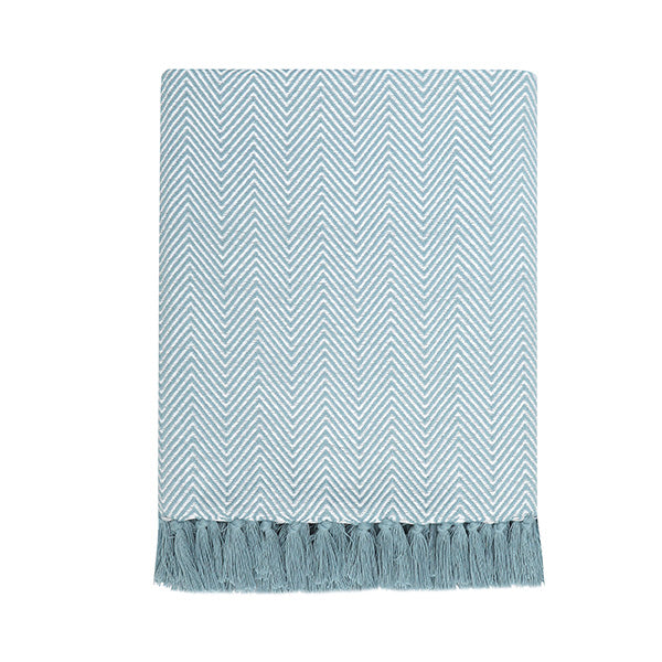 Herringbone Cotton Throw 130x150cm Blue